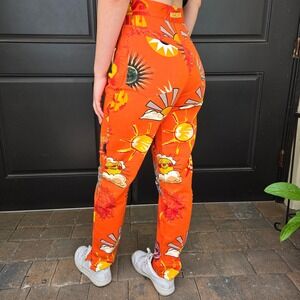 Moschino Vintage High Waist Graphic Print Pants Orange Novelty Y2K Size‎ 8